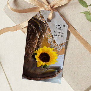 Étiquettes de Mariage Western Fleur de Tournesol d