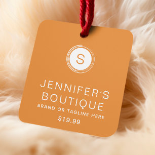 Étiquettes de marque de luxe orange et blanc moder