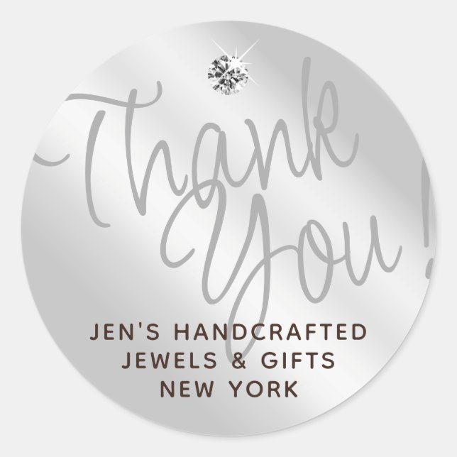 Étiquettes de Merci brillant gris argent clair (Devant)