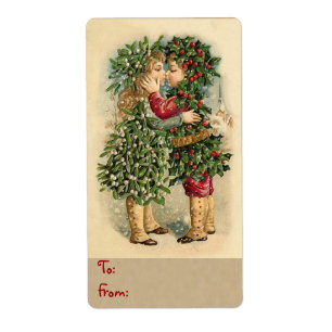 Étiquettes de Noël de baiser de vacances pour de