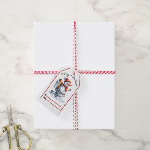 Étiquettes de Noël de bonhomme de neige