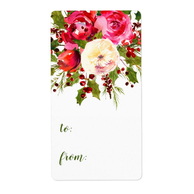 Étiquettes de Noël Florales (Devant)