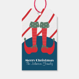 Étiquettes de Noël mignonnes de pieds de lutin pou