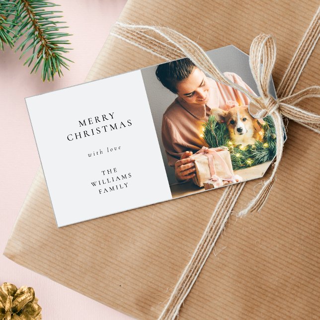Étiquettes de Noël pour Cadeaux | Étiquettes pour  (Stylish Christmas photo tags created for timeless, simple, and personalized festive gifting)