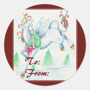 Étiquettes de Noël Unicorne