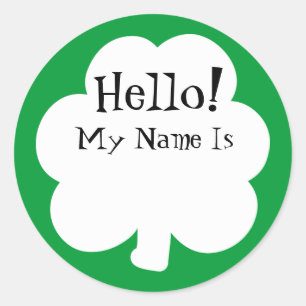 Étiquettes de nom d'autocollant de shamrock