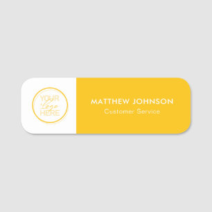 Étiquettes de nom d'entreprise jaunes avec logo et