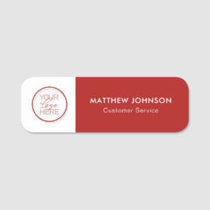 Étiquettes de nom d'entreprise rouges avec logo et