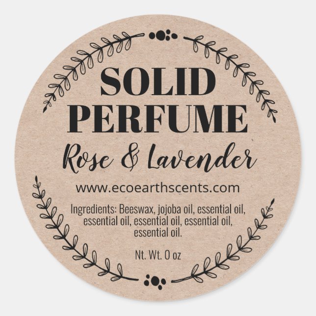 Étiquettes de parfum solides Kraft faites maison (Devant)