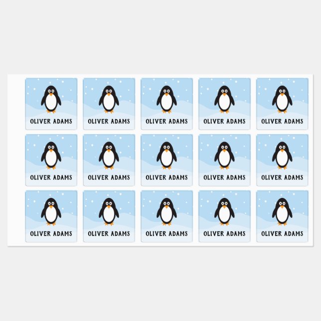 Étiquettes de pingouin étanche pour la garderie du (Feuille)