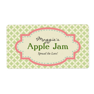 Étiquettes de pot de confiture rose verte, personn