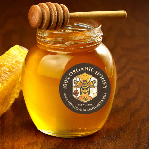 Étiquettes de pot de miel Abeille à miel Nid d'abe