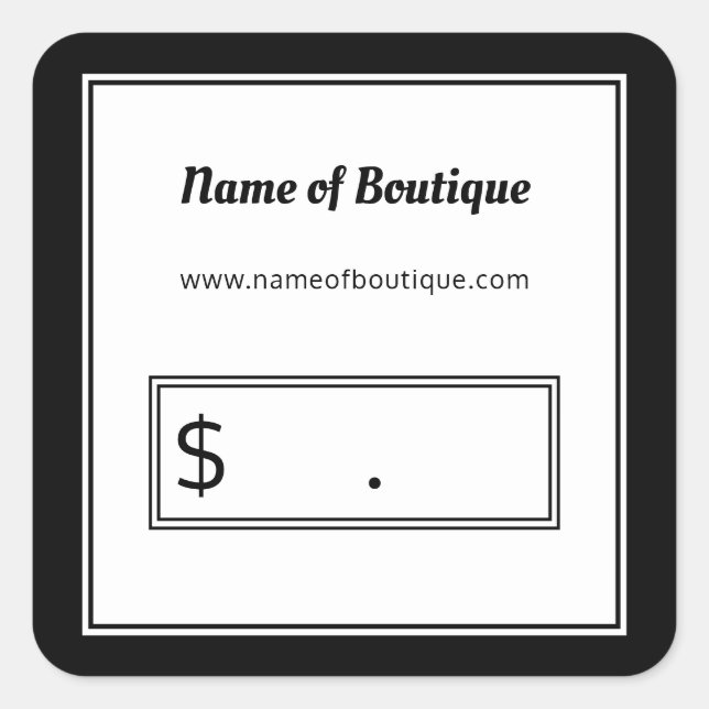 Étiquettes de prix au détail en noir et blanc mode (Devant)