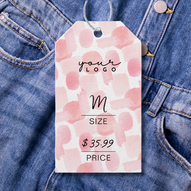 Étiquettes de prix de l'habillement Abstrait Chic  (Abstract Chic Blush Pink QR Garment Price Tags)