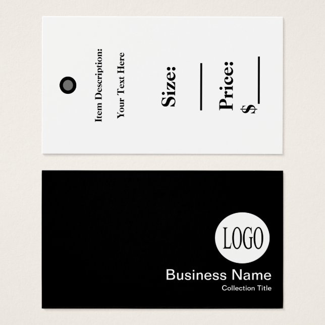 Étiquettes de prix Logo noir Étiquette de vente au (Devant & derrière)