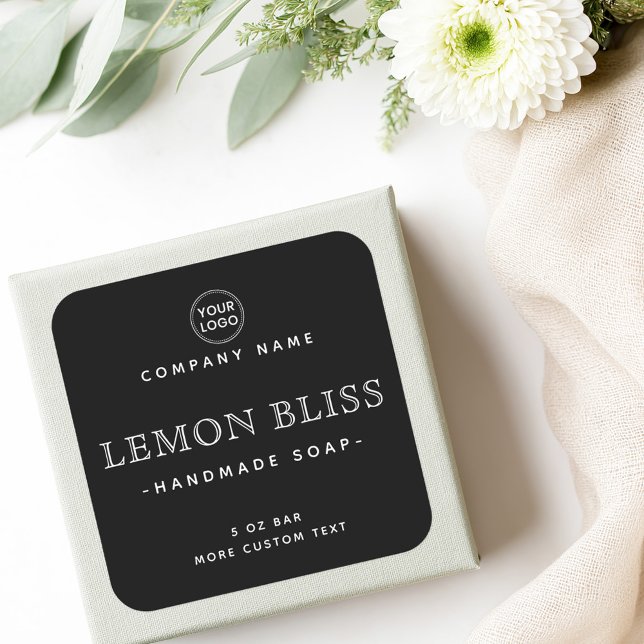 Étiquettes de produit carré noir élégant (Black elegant square product labels)