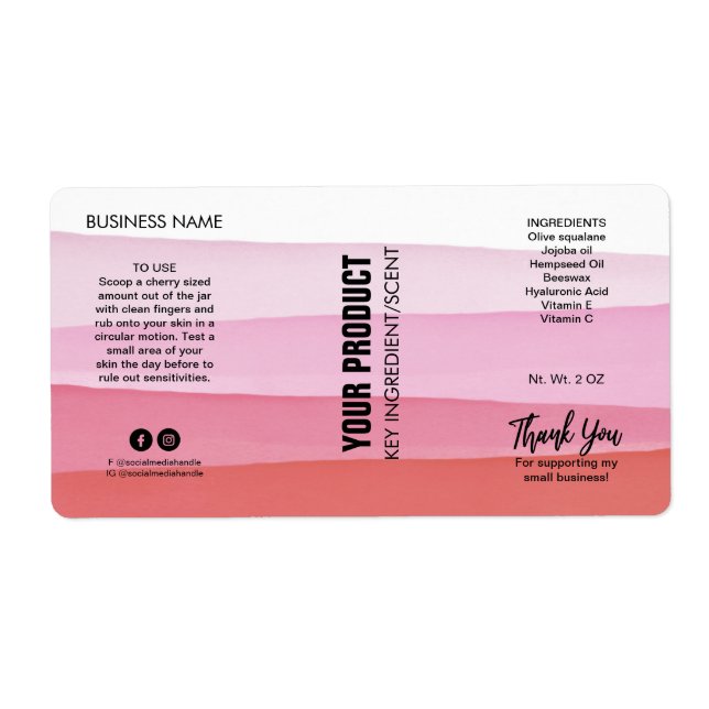 Étiquettes de produit de bocal rose Encre stratifi (Devant)