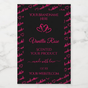 Étiquettes de produit de nuage de mots rose noir C