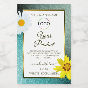 Étiquettes de produit Logo Fleur Bleu sarcelle Pai