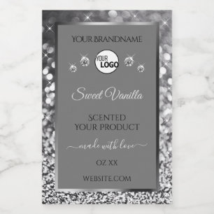 Étiquettes de produit Logo Gris Pailleté Argenté B