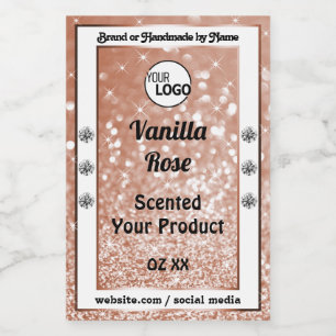 Étiquettes de produit Logo Luxe Paillettes Rose Go