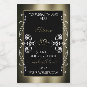 Étiquettes de produit Noir Platine Luxueuses Ornem