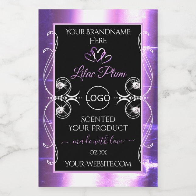 Étiquettes de produit noir violet brillant avec lo (Étiquettes simples)