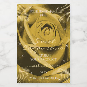 Étiquettes de produit Rose Brun Jaune avec Feuille
