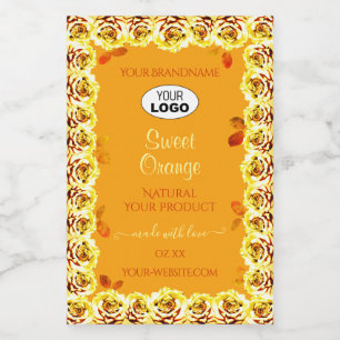 Étiquettes de produit Roses florales Orange Jaune