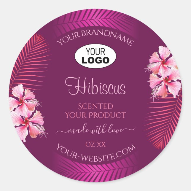 Étiquettes de produit violet rose Hawaii Fleurs Aj (Devant)