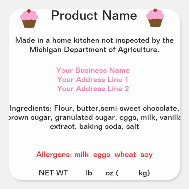 Étiquettes de produits de droit alimentaire généri (Devant)