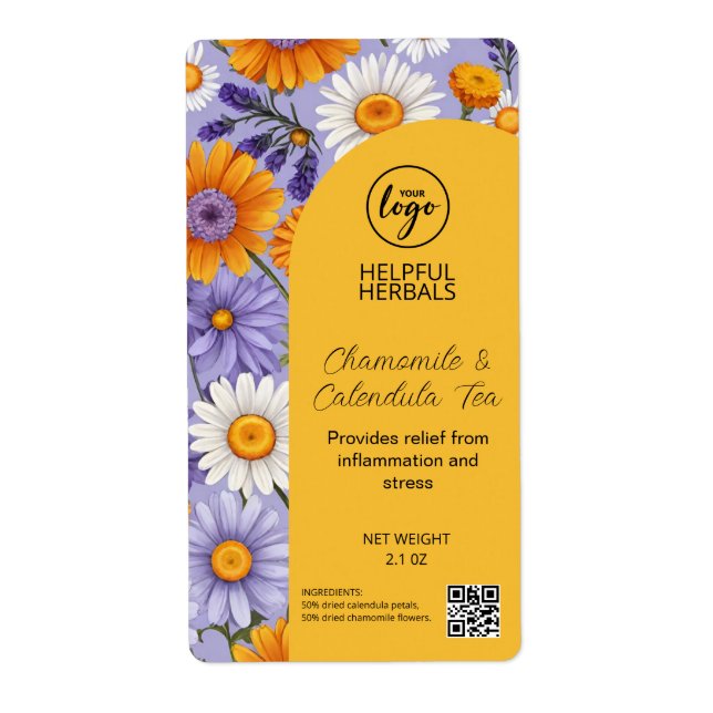 Étiquettes De Produits De Thé Calendula Et Chamomi (Devant)
