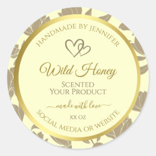 Étiquettes de produits floraux de crème et d'or av