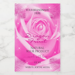 Étiquettes de produits floraux Rose rose avec Feui