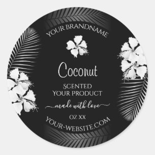 Étiquettes de produits noirs et blancs Fleurs hawa