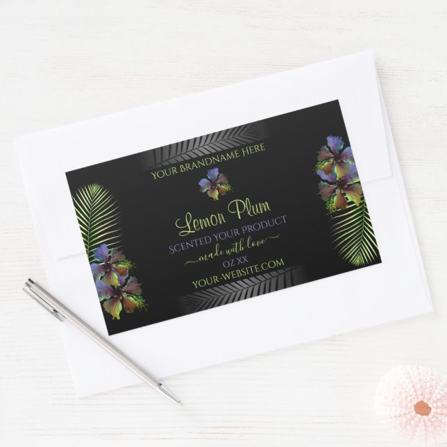 Étiquettes de produits noirs Violet Jaune Hawaii F (Enveloppe)