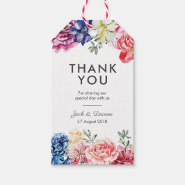 Étiquettes de remerciement à motif floral aquarell