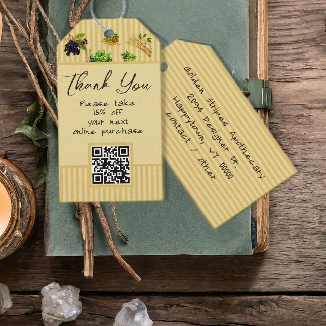 Étiquettes de remerciement botanique à code QR ave (Créateur téléchargé)