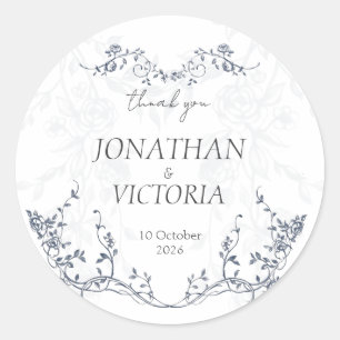 Étiquettes de remerciement de mariage florales vin
