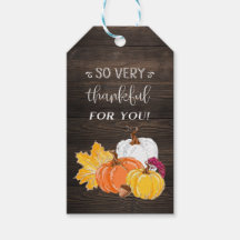 Étiquettes de remerciement rustiques pour Thanksgi