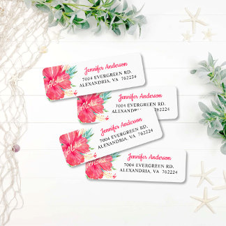 Étiquettes de retour d'adresse Aloha Tropical Hibi