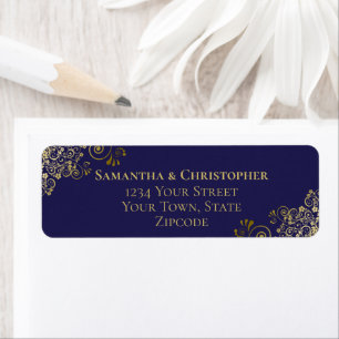Étiquettes de Retour d'Adresse de Mariage Bleu Mar