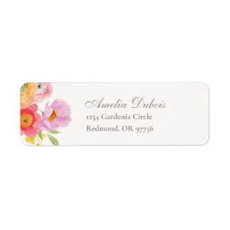 Étiquettes de retour d'adresse de mariage florales