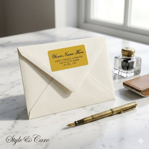 Étiquettes de retour d'adresse en métal doré chic