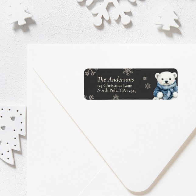 Étiquettes de retour de Noël de l'ours personnalis (Personalized Bear Christmas Return Address Labels)
