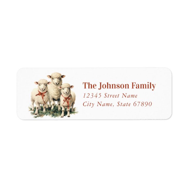 Étiquettes de retour des moutons de Noël (Devant)