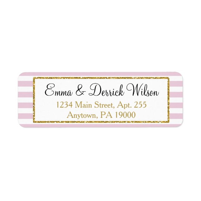 Étiquettes de retour d'or rose Élégante douche (Devant)
