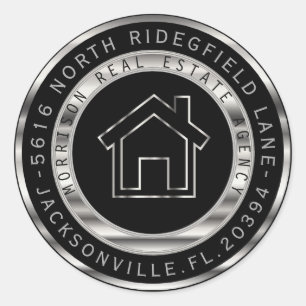 Étiquettes de retour Silver et Black Metal Realtor