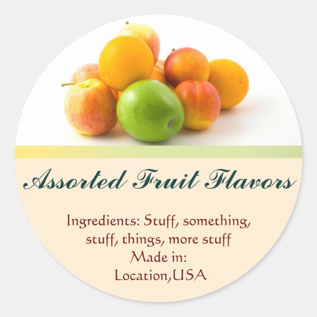 Étiquettes de saveur de fruits assorés (Devant)
