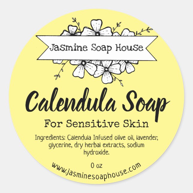 Étiquettes de savon de Calendula jaune (Devant)